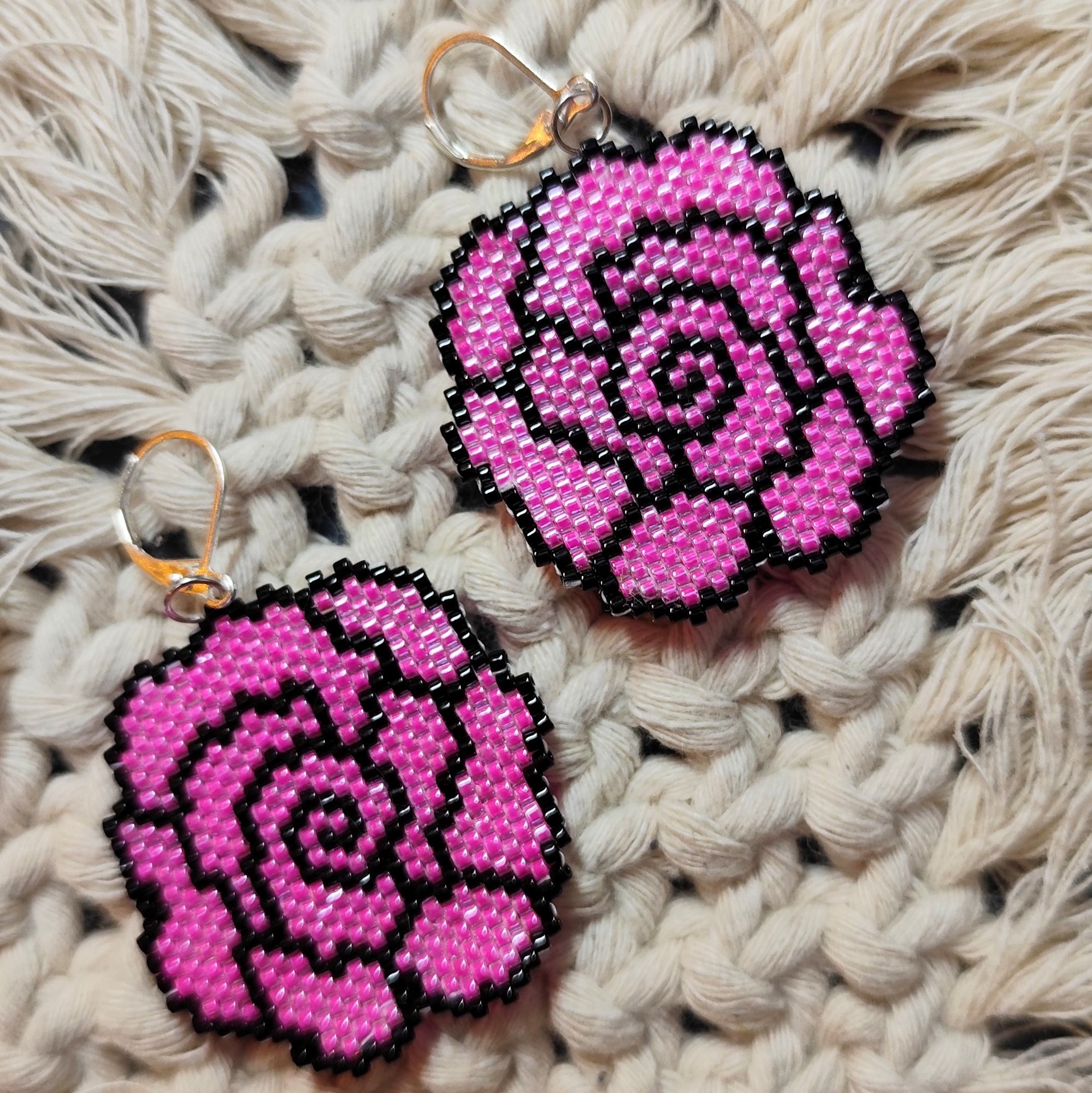 Aros Rosa Negro y Fucsia