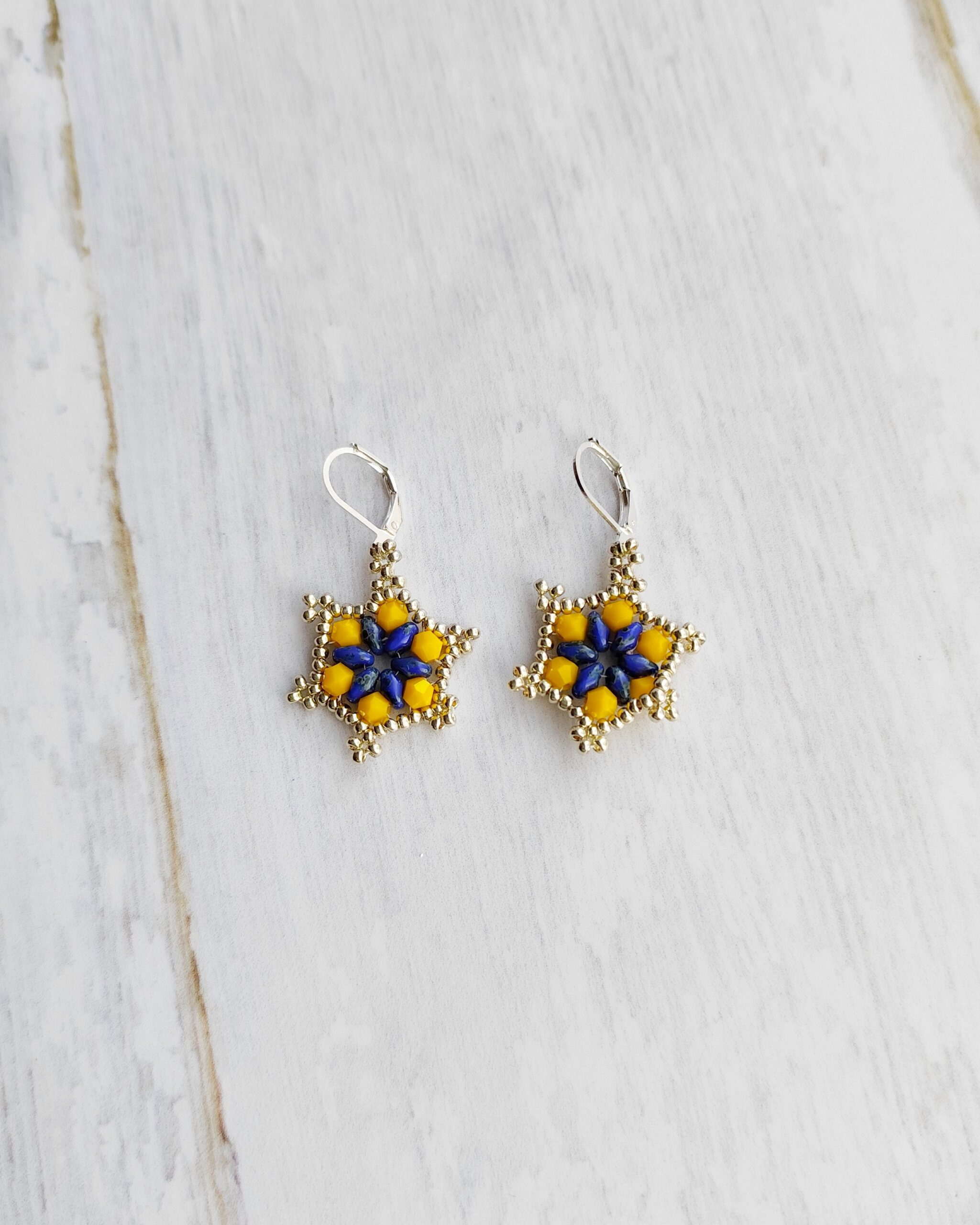 Aros Estrella Floral Azulada